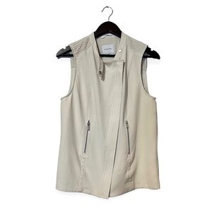 Aritzia Babaton Off White Redford Moto Utility Zip Up Vest Jacket - Size 2